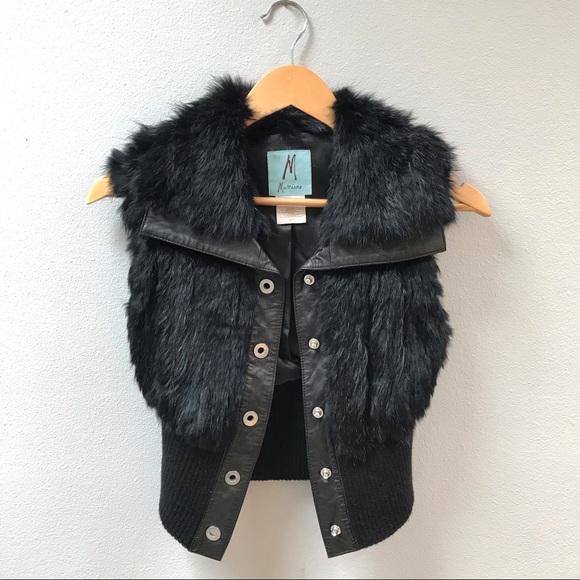 Marciano Jackets & Blazers - Marciano Rabbit Fur / Leather Vest in Black